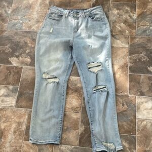 Rhodanthe Regular Women' Jeans RO3 MOM Pants Size 16 Plus Distressed Denim NWT